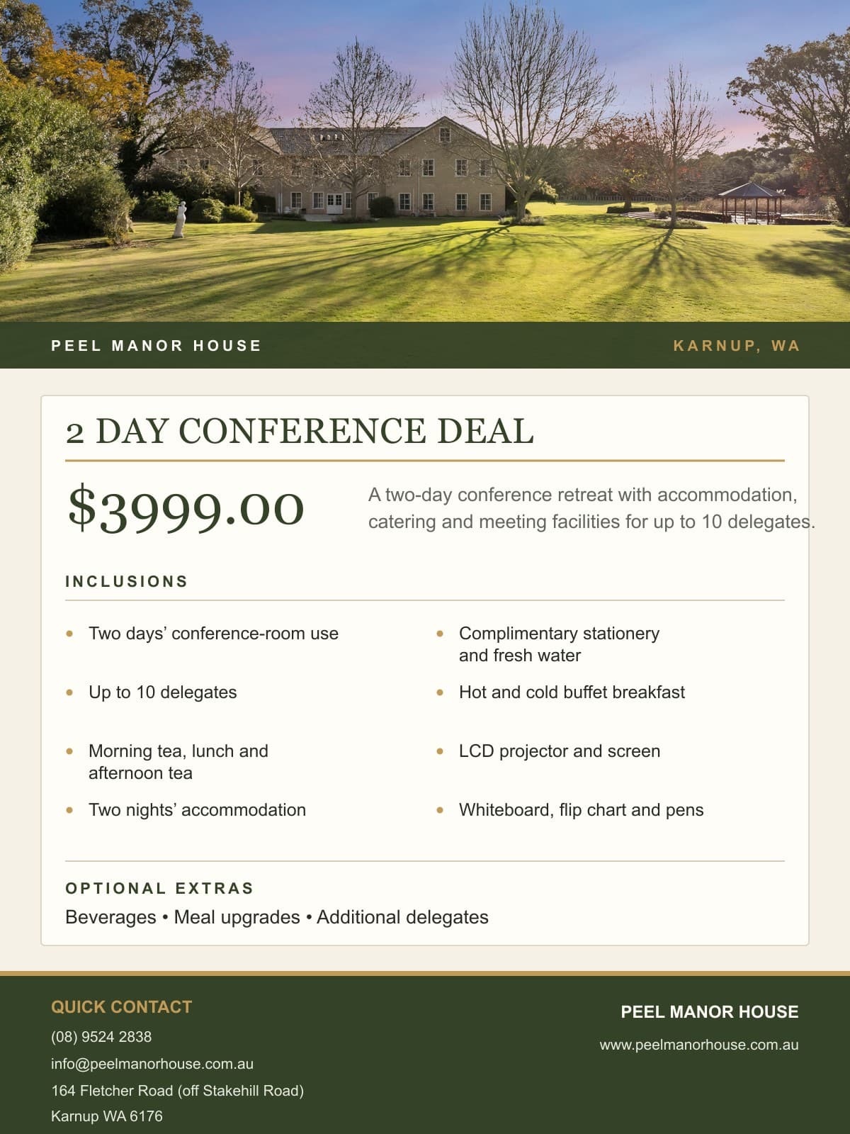2-Day Conference Package flyer — $3,999