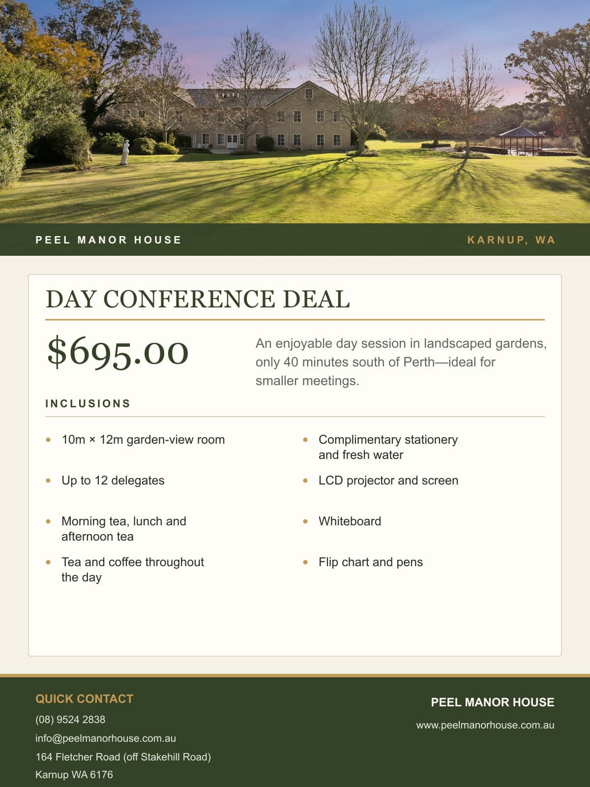 Day Conference Package flyer — $695