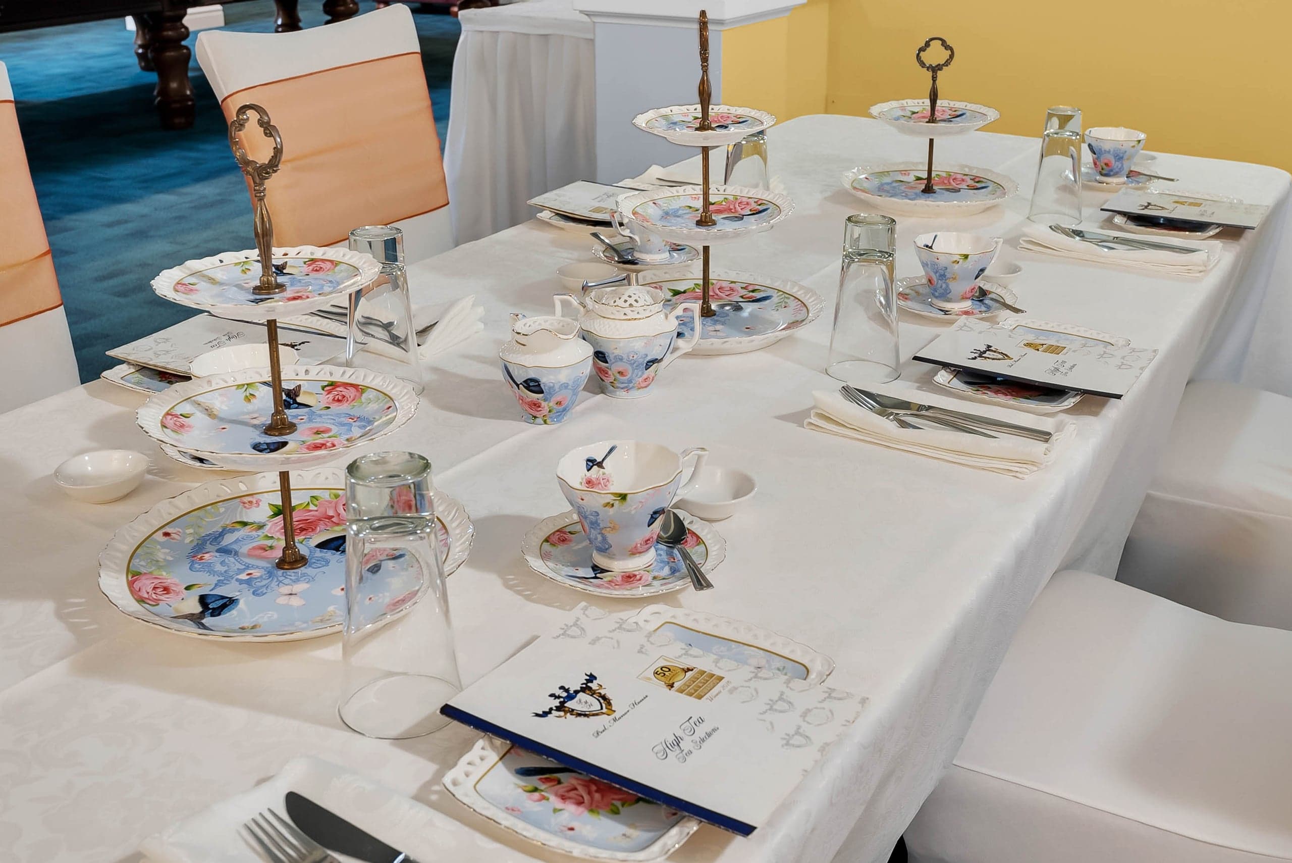 High tea spread at Peel Manor House